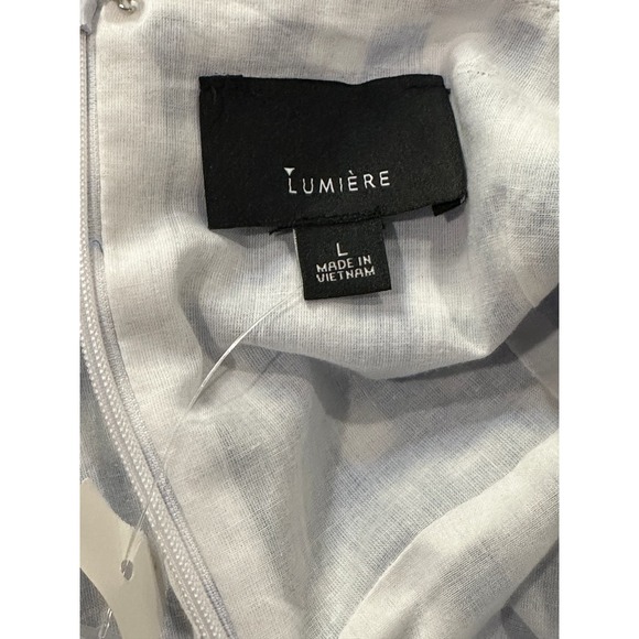 Lumiere Anthropologie Gingham Print Tie Front Dress Blue & White Size Large NWT - Picture 3 of 15